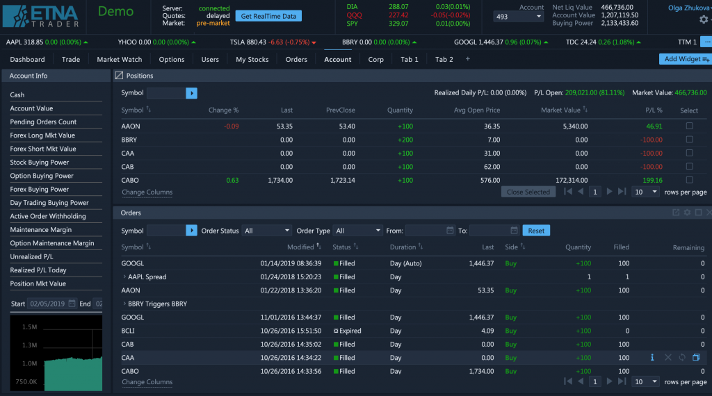 web trader ui