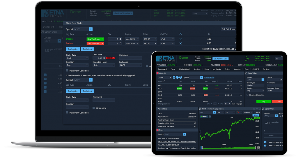 web trading platform ui